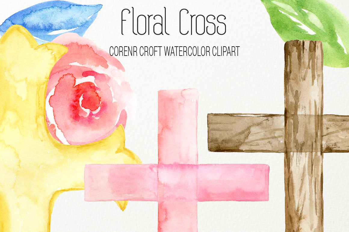 1160x772 Watercolor Clip Art Floral Cross By Cornercroft