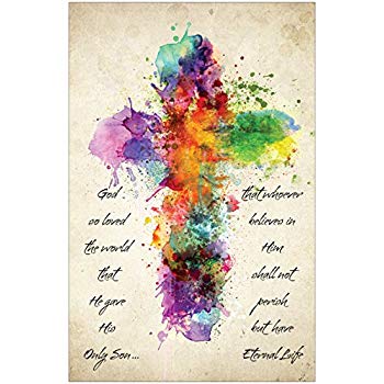 350x350 Watercolor Cross Inspirational Christian Poster D29
