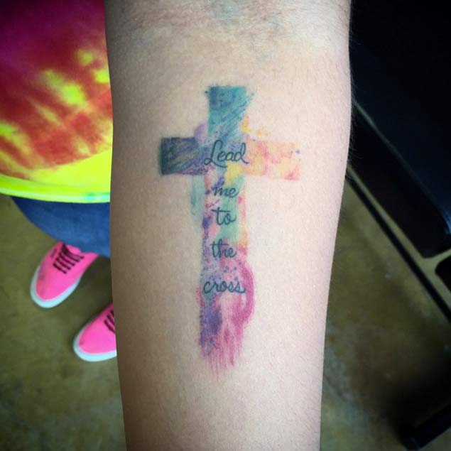 635x635 Watercolor Cross Tattoo