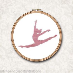 300x300 Pink Blush Watercolor Gymnast Dancer Dance Counted Cross Stitch