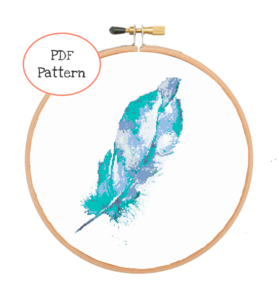279x300 Watercolor Feather Cross Stitch
