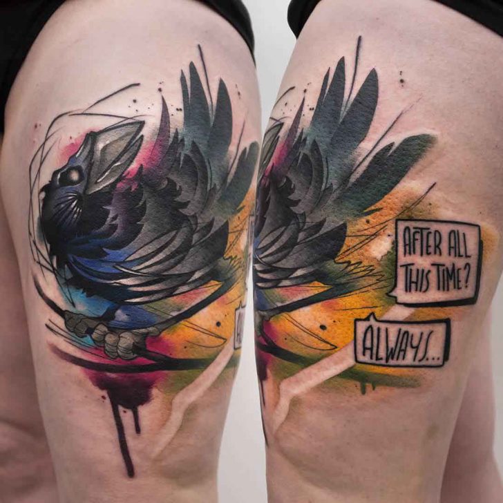 728x728 Watercolor Crow Tattoo Best Tattoo Ideas Gallery