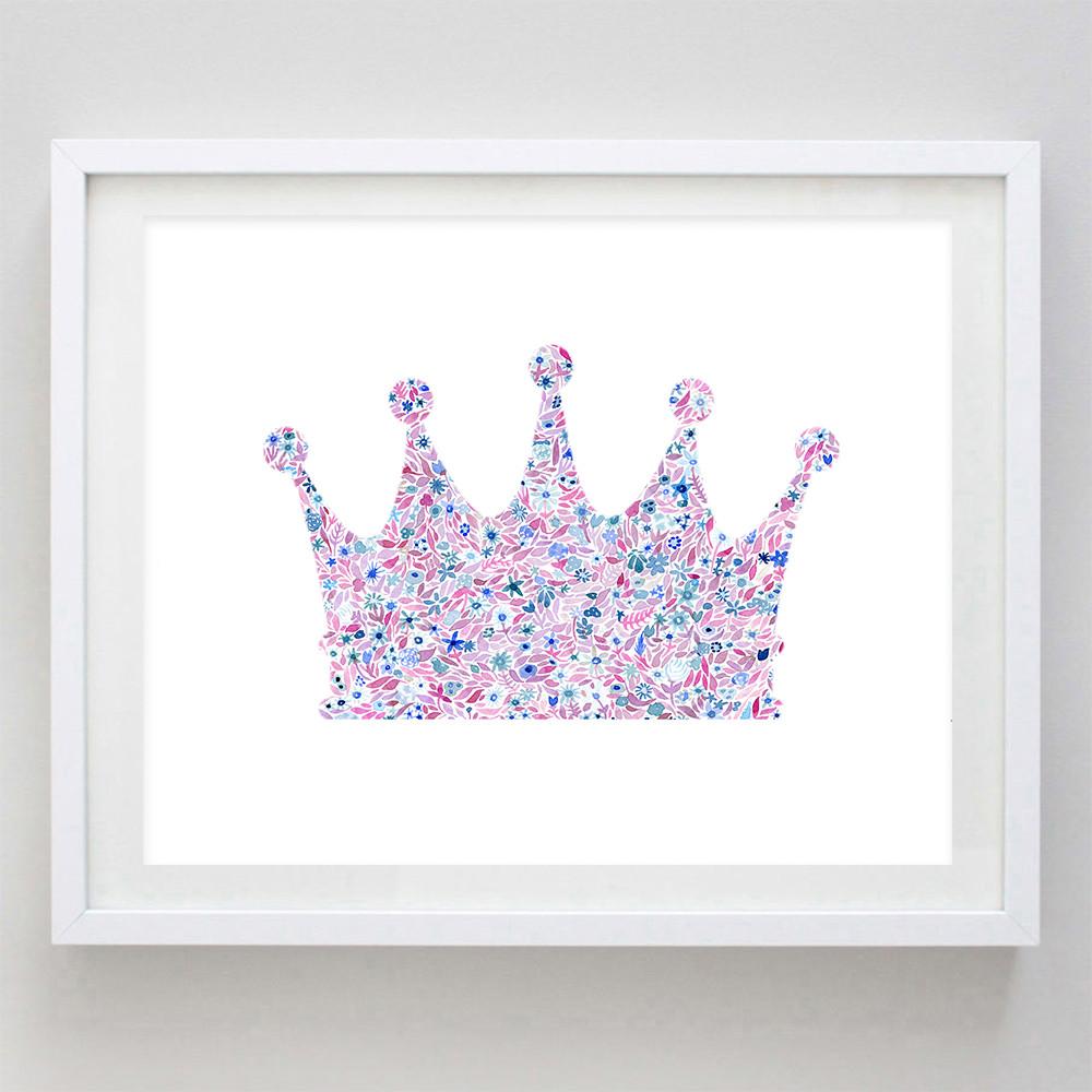 1000x1000 Crown Floral Watercolor Art Print