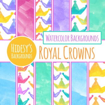 350x350 Crown Handpainted Watercolor Digital Papers Backgrounds By