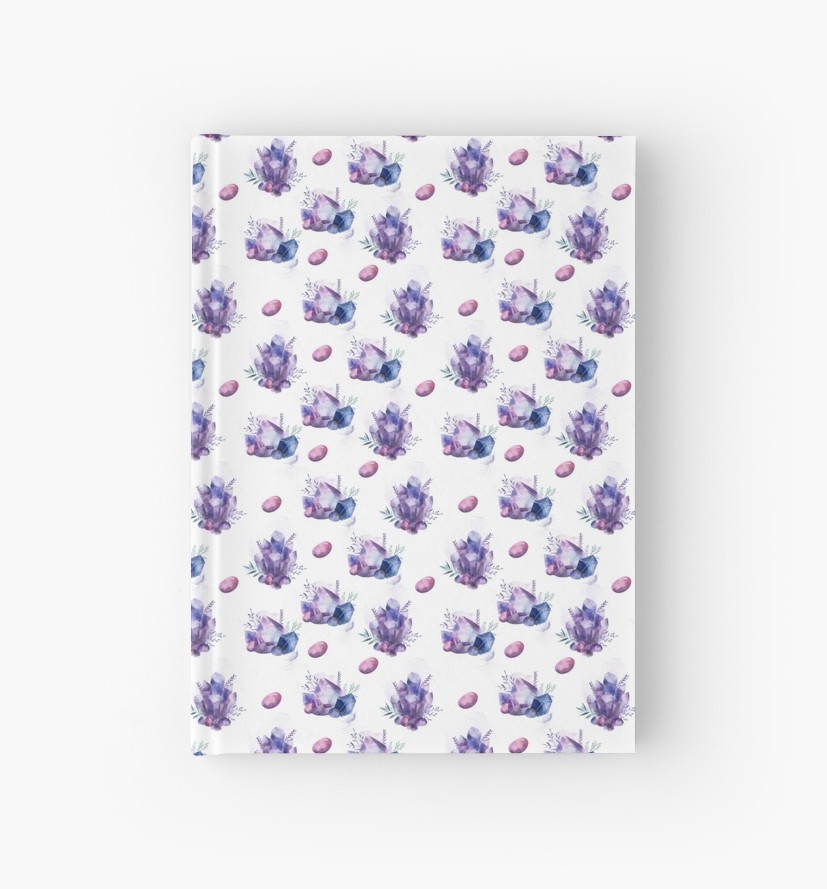 827x889 Purple Watercolor Crystals Hardcover Journals By Anabellstar