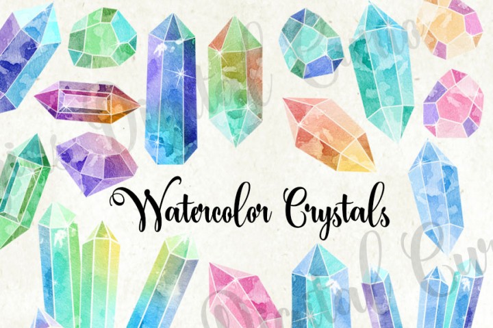 720x479 Watercolor Crystals Clipart By Digital Curio