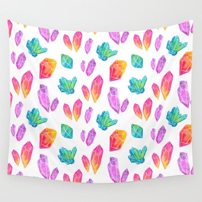 700x700 Watercolor Crystals Wall Tapestry By Nikury Society6