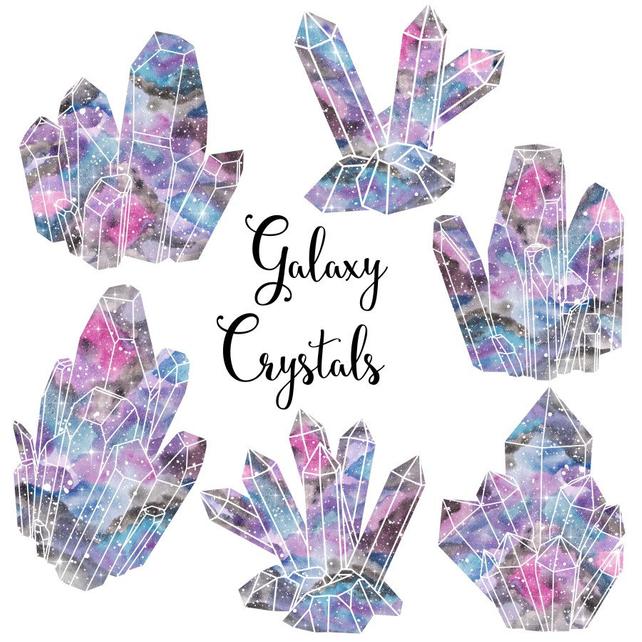 642x642 Watercolor Crystals Clipart Galaxy Crystals Etsy