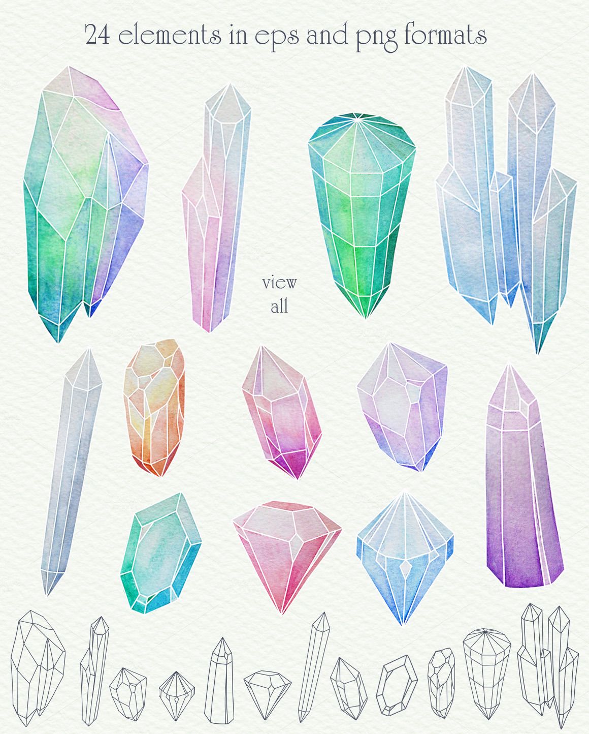 1160x1444 Crystal Watercolor Wonderful Hand Drawn Crystals In Hight Quality