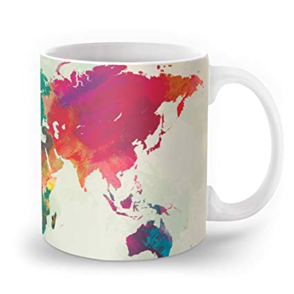 425x425 Society6 Watercolor World Map Mug 11 Oz Pazwaz