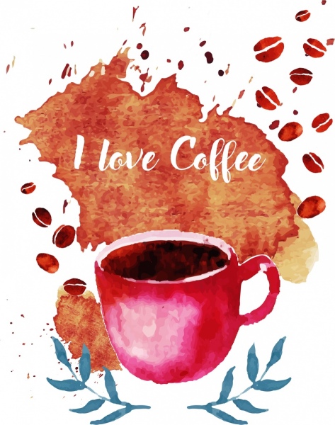 473x600 Coffee Advertising Grunge Watercolor Design Cup Nuts Icons Free