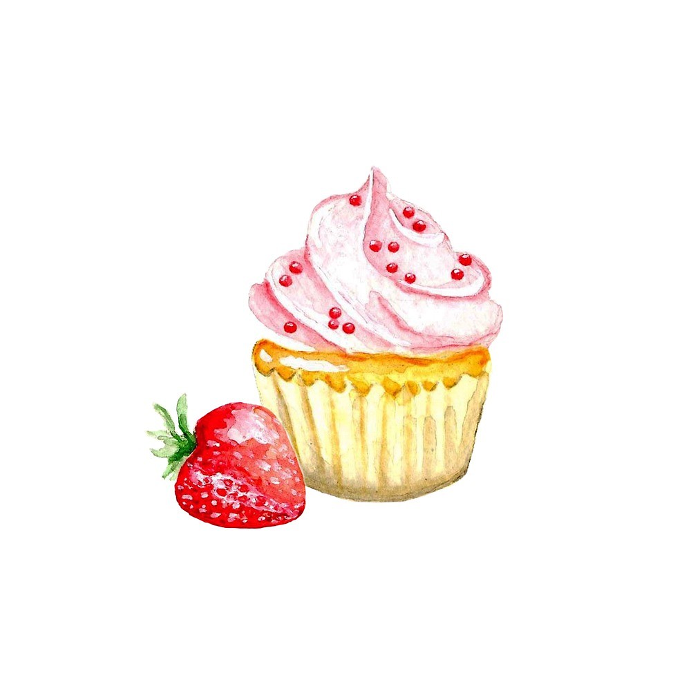 1000x1000 Watercolor Cupcake Print By Kateryna Somyk Redbubble