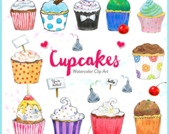 340x270 Watercolor Cupcakes Etsy