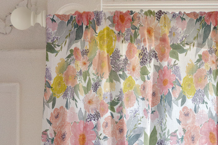 705x470 Bold Watercolor Floral Curtain By Qing Ji Minted