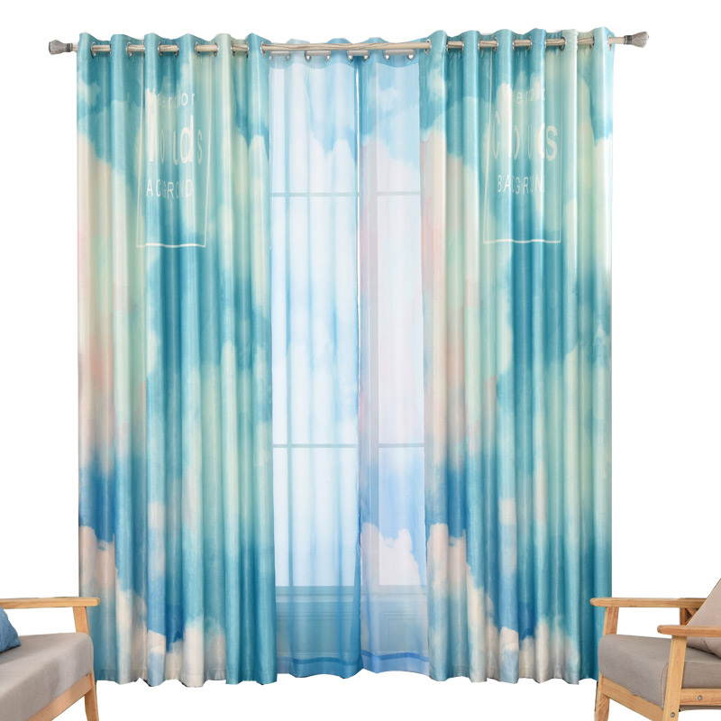 800x800 Blue Dreamy Thermal Watercolor Curtains For Doors