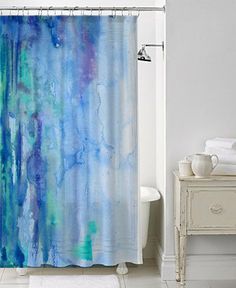 236x288 Blue Watercolor Shower Curtain