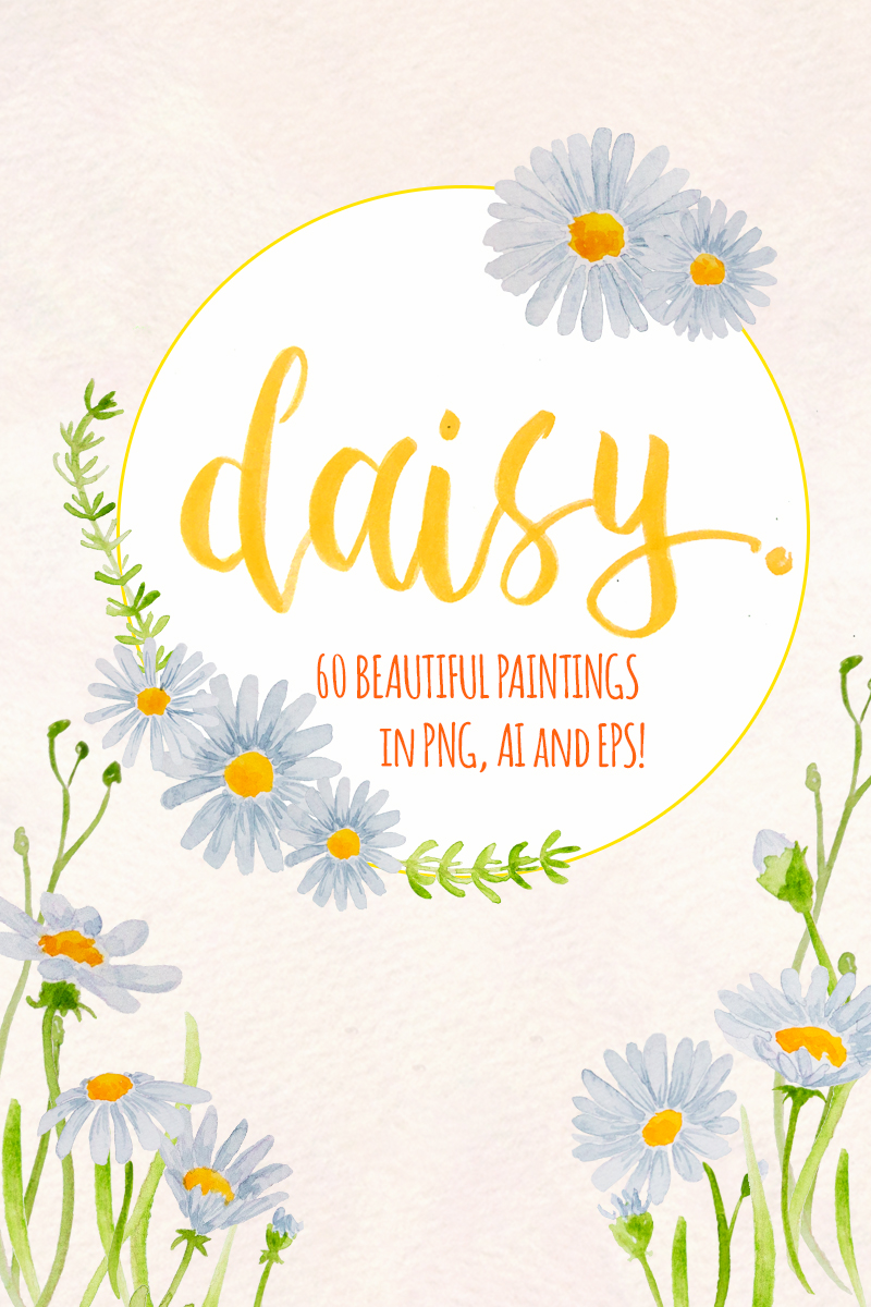 800x1200 60 Watercolor Daisy Painted Graphics Illustration