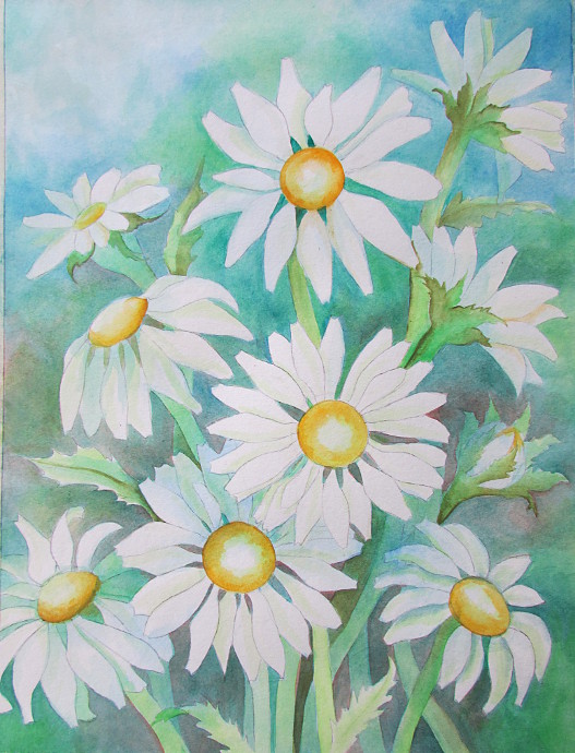 527x690 Painting Daisies Using Negative Watercolor Painting