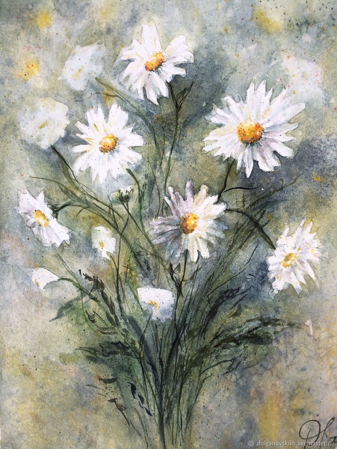 1125x1500 Watercolor Painting Summer Daisies Shop Online On Livemaster