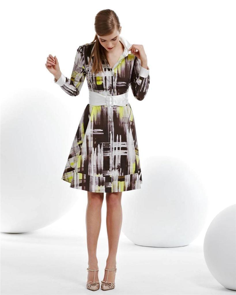 819x1024 Kate Spade Brown White Lemon Watercolor Dance Shirt Monaco Knee