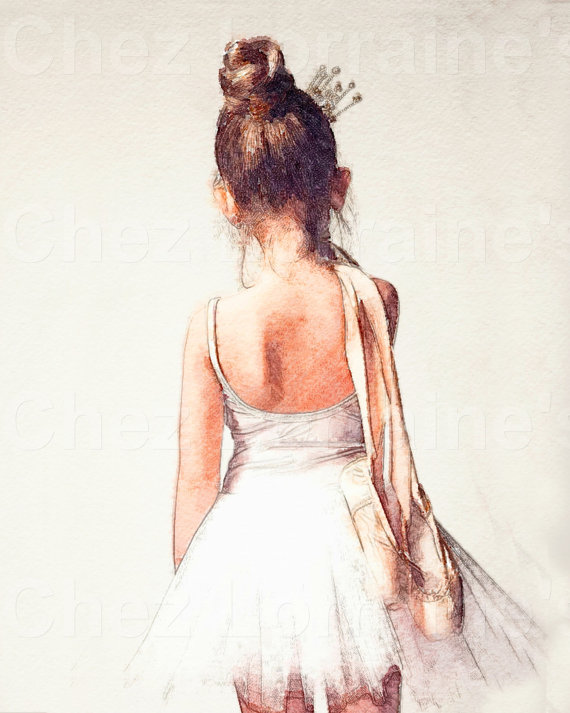 570x713 Sweet Ballerina Watercolor Art Print, Ballet Dance Wall ... Idealpin
