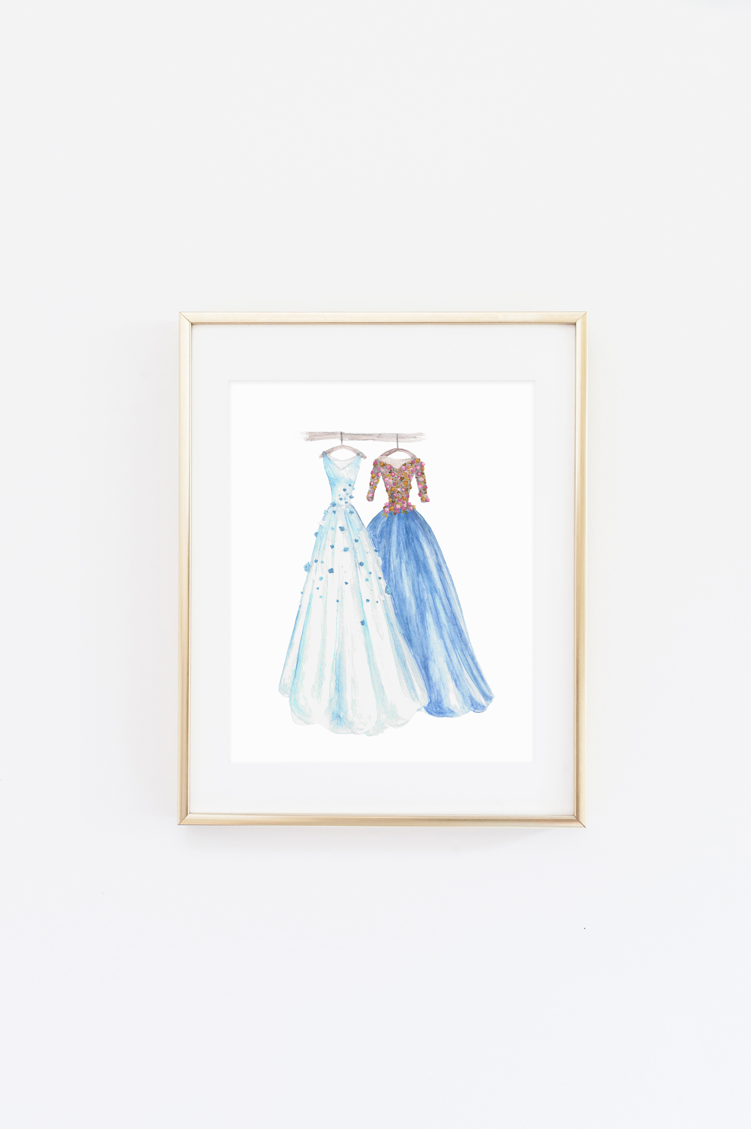 2462x3700 Blue Dresses Watercolor Print Little Moon Dance Online Store