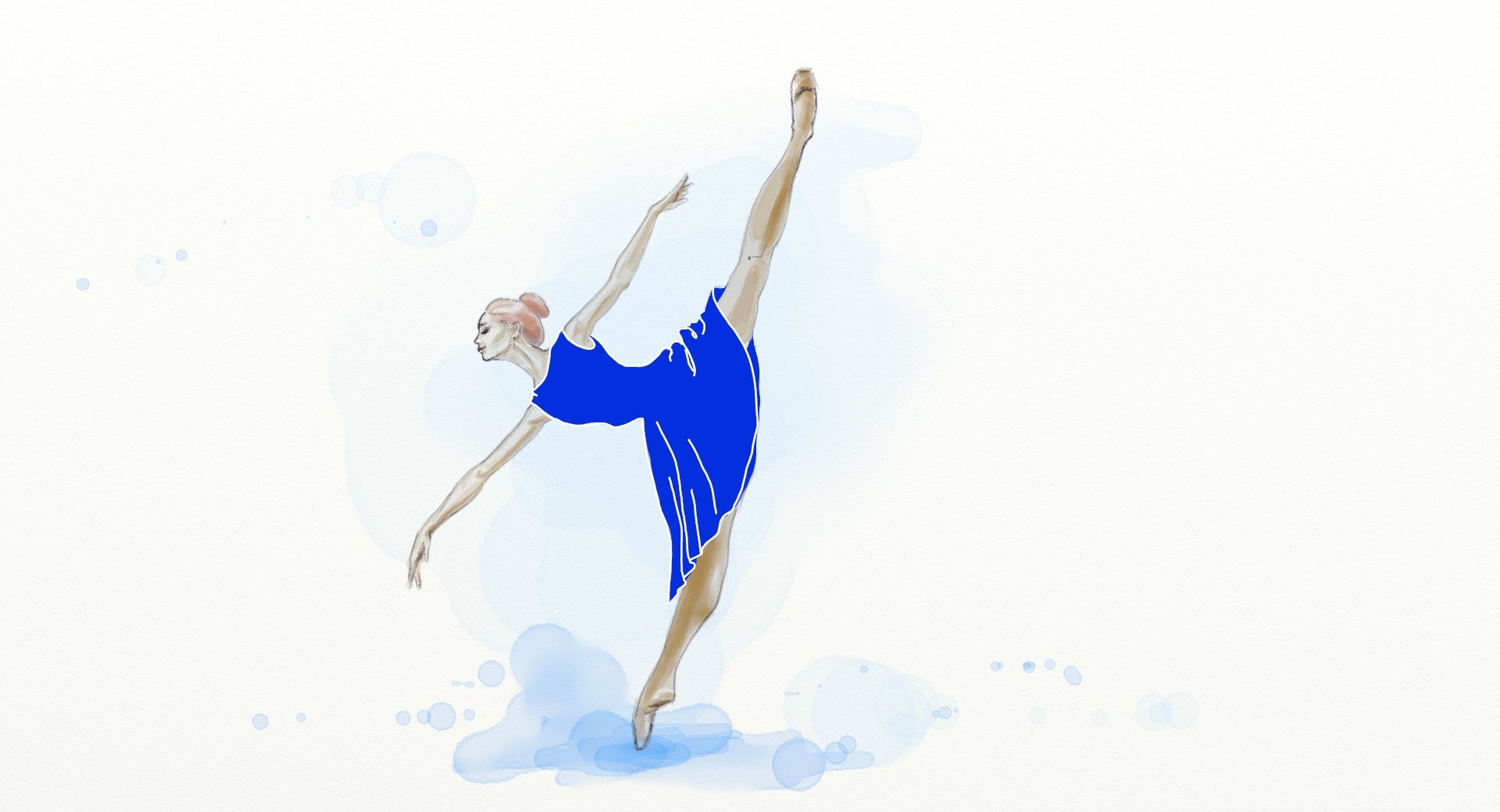 1920x1040 Ballerina Drawing In Watercolor