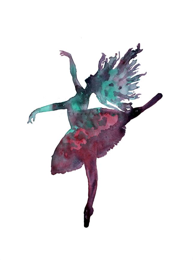 642x866 Dancer Silhouette Watercolor Woman Ballerina Watercolor Etsy