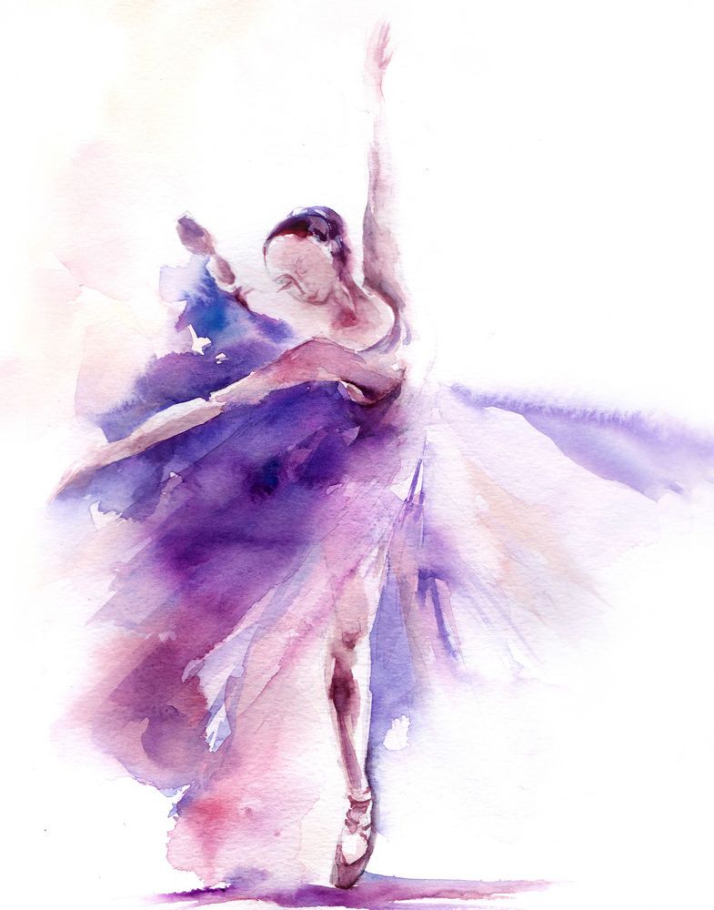 785x1000 Ballerina Dancer Watercolor Painting Art Print 9x12' Dance