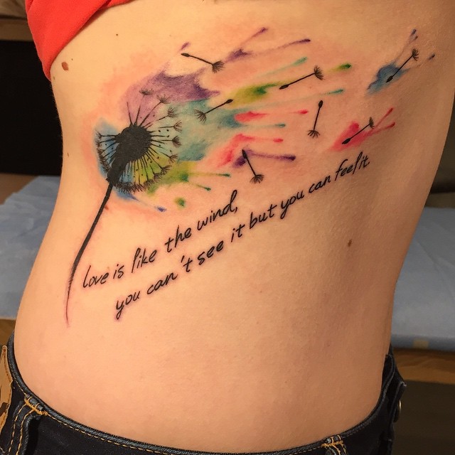 640x640 Watercolor Dandelion With Quote Tattoo On Back