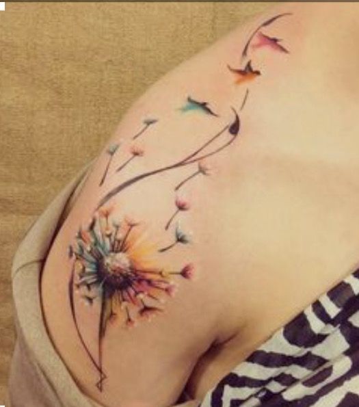 525x595 Watercolor Dandelion Tattoo Tattoos Watercolor