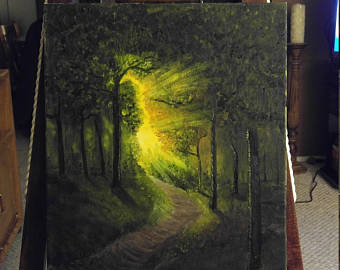 340x270 Dark Forest Painting Etsy