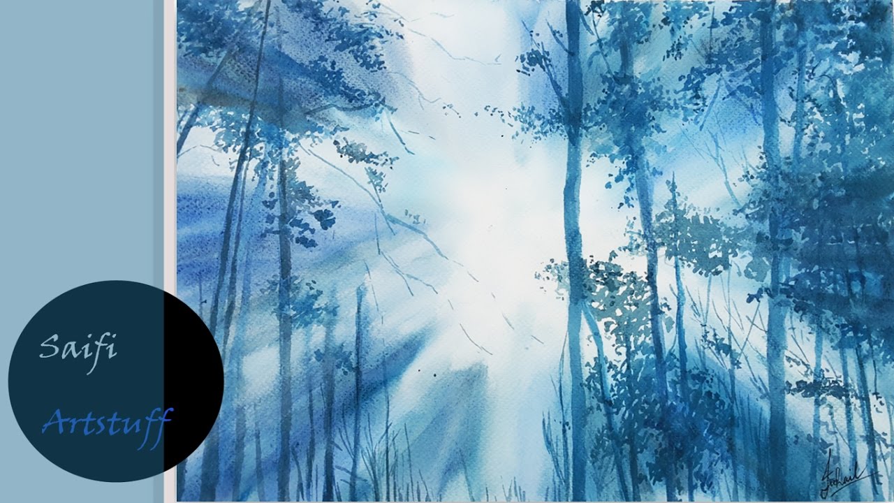 1280x720 Deep Dark Forest Using 2 Watercolors Saifi Artstuff