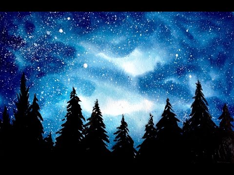 480x360 Simple Watercolor Galaxy Forest Painting Tutorial