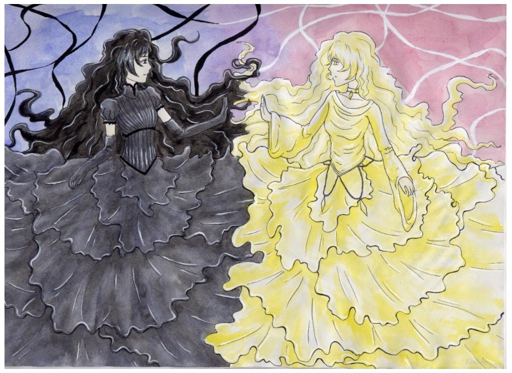 1020x743 Light And Dark Watercolor By Foxxeh