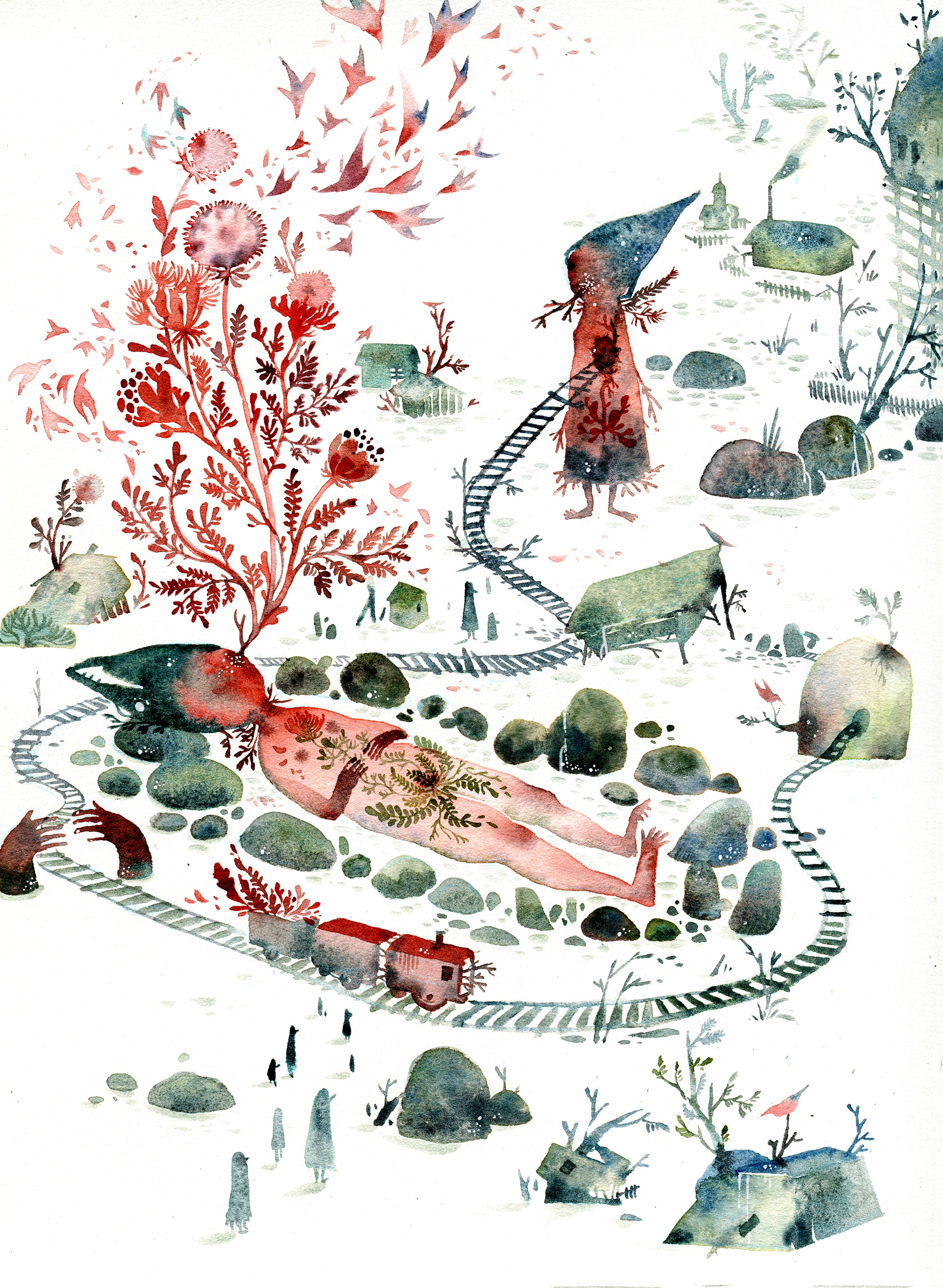2000x2730 Watercolor Illustrations That Trace The Dark And Light Elements Of