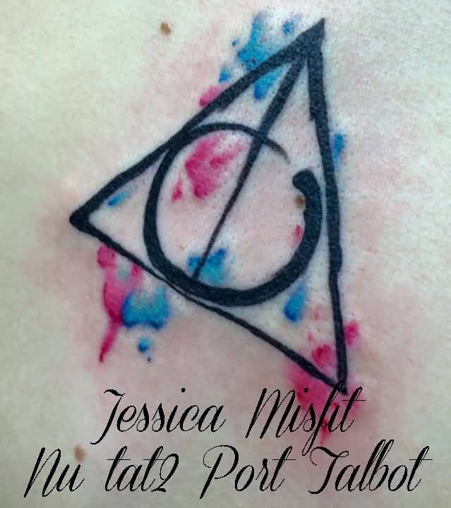 639x720 Nice Deathly Hallows Watercolor Tattoo By Jessicamisfit
