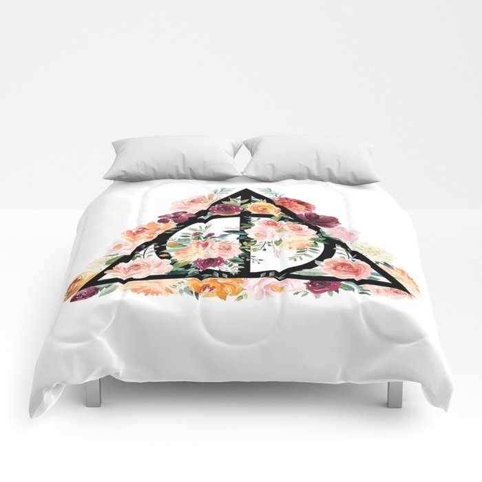 700x700 Watercolor Deathly Hallows Comforters By Memilykathryn Society6