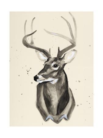 338x450 Watercolor Deer Head 3 Premium Giclee Print By Ben Gordon