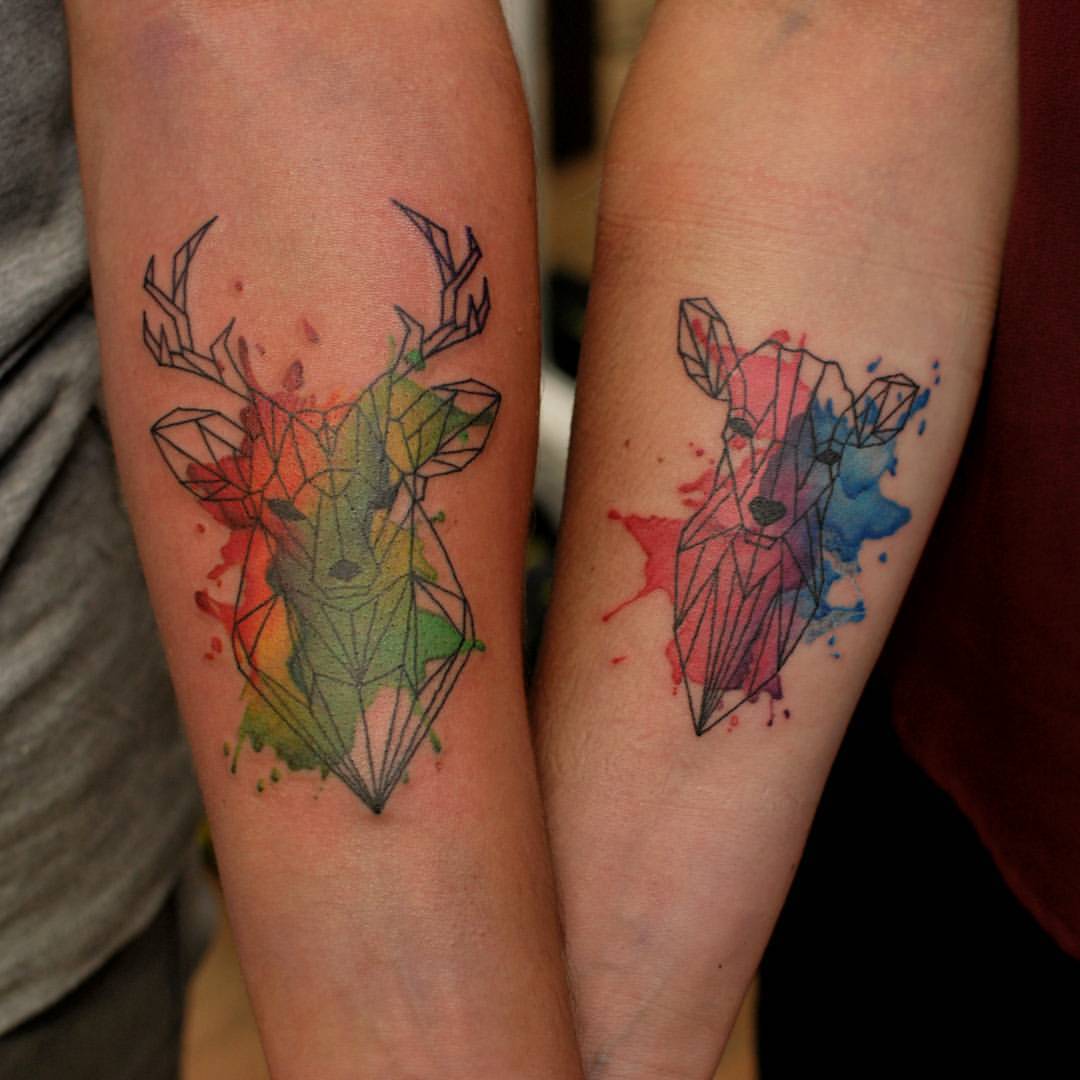 1080x1080 Tattoo Frequency Couple Watercolor Deer Tattoi. Artist