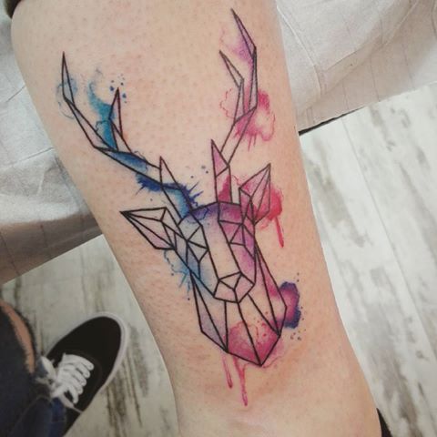 480x480 Watercolor Geometric Deer Tattoo