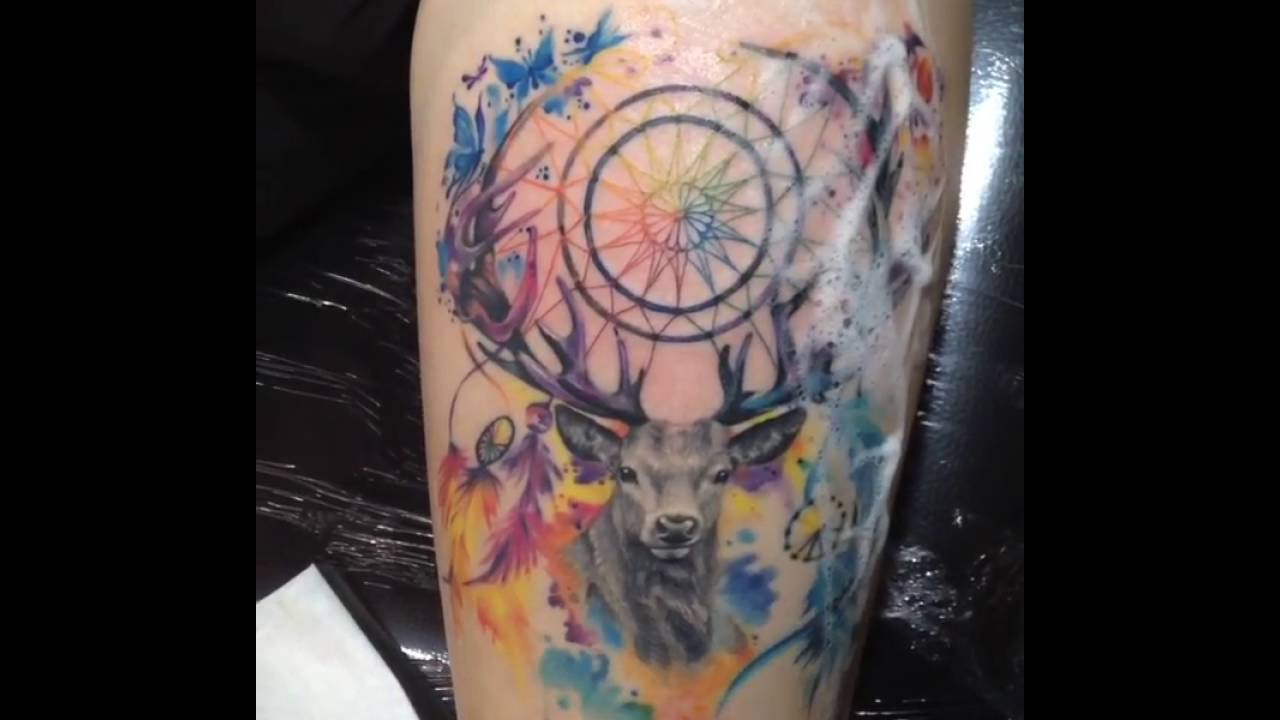 1280x720 Beautiful Watercolor Deer And Line Work Tattoo Under All That Fuzz
