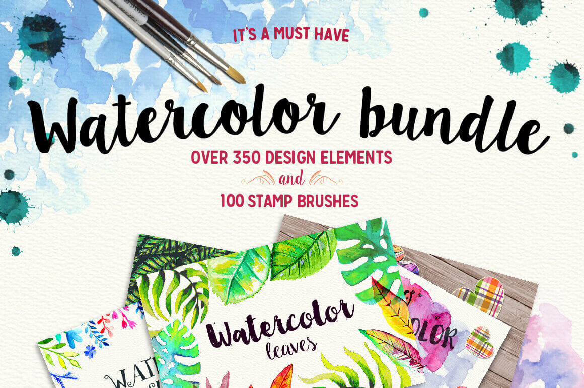 1160x772 Last Day Watercolor Design Elements Amp Stamp Brushes