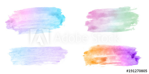 500x250 Various Watercolor Design Elements In Unicorn Rainbow Colors