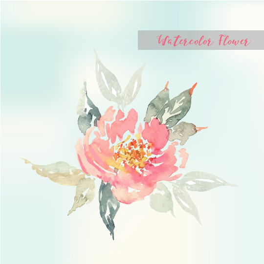 540x540 Vector Pastel Watercolor Flower, Vintage Watercolor Design