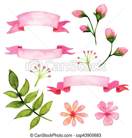 450x470 Vector Floral Watercolor Design Elements. Vector Illustration Of