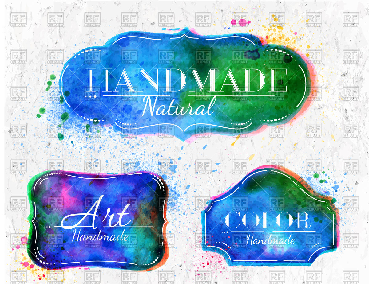 1200x925 Watercolor Labels Design Elements, Vintage Frame Vector Image