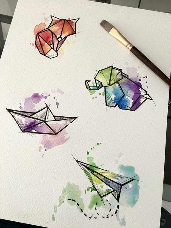 564x752 Geometric Watercolor Designs Easy Watercolors Bright Colors
