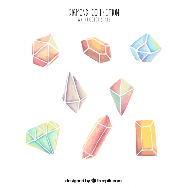626x626 Collection Of Watercolor Diamonds Vector Free Download