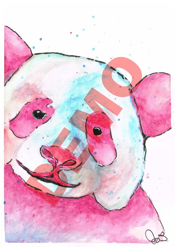 570x807 Pink Panda Watercolor Digital Art Etsy